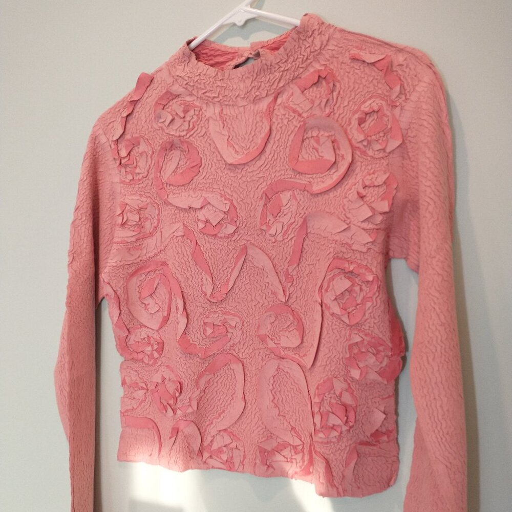 Alberto Makali Chic Pink Textured Blouse Size M